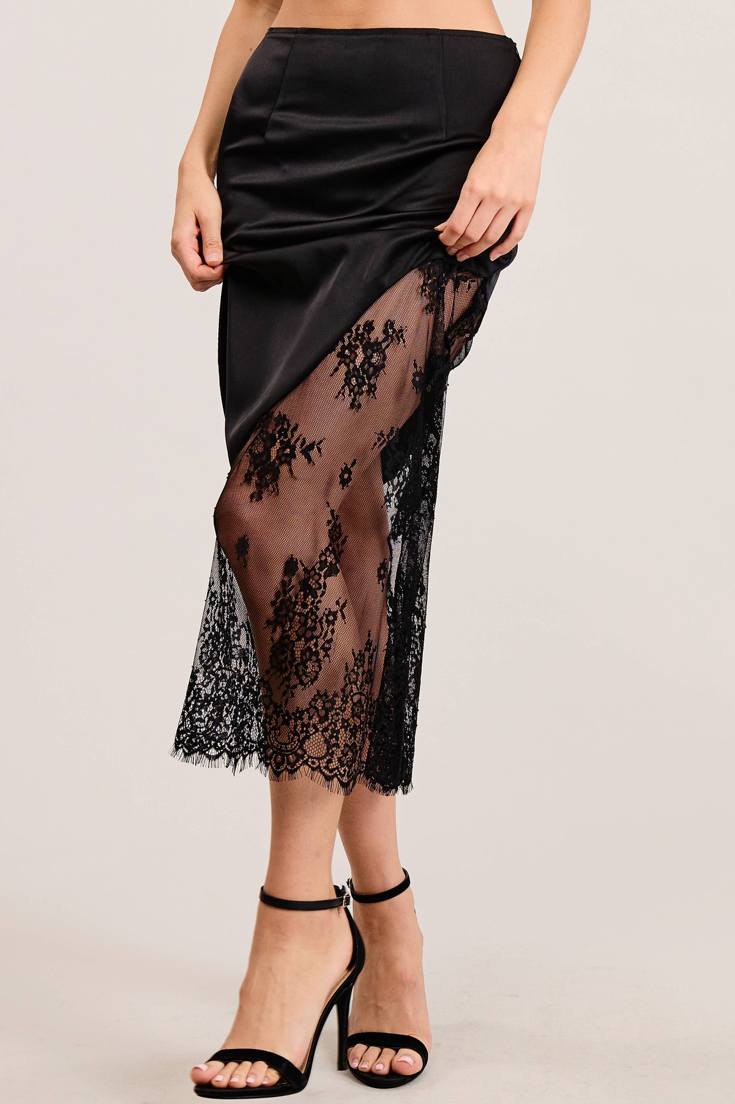 Fatima Asymmetrical Lace Midi Skirt