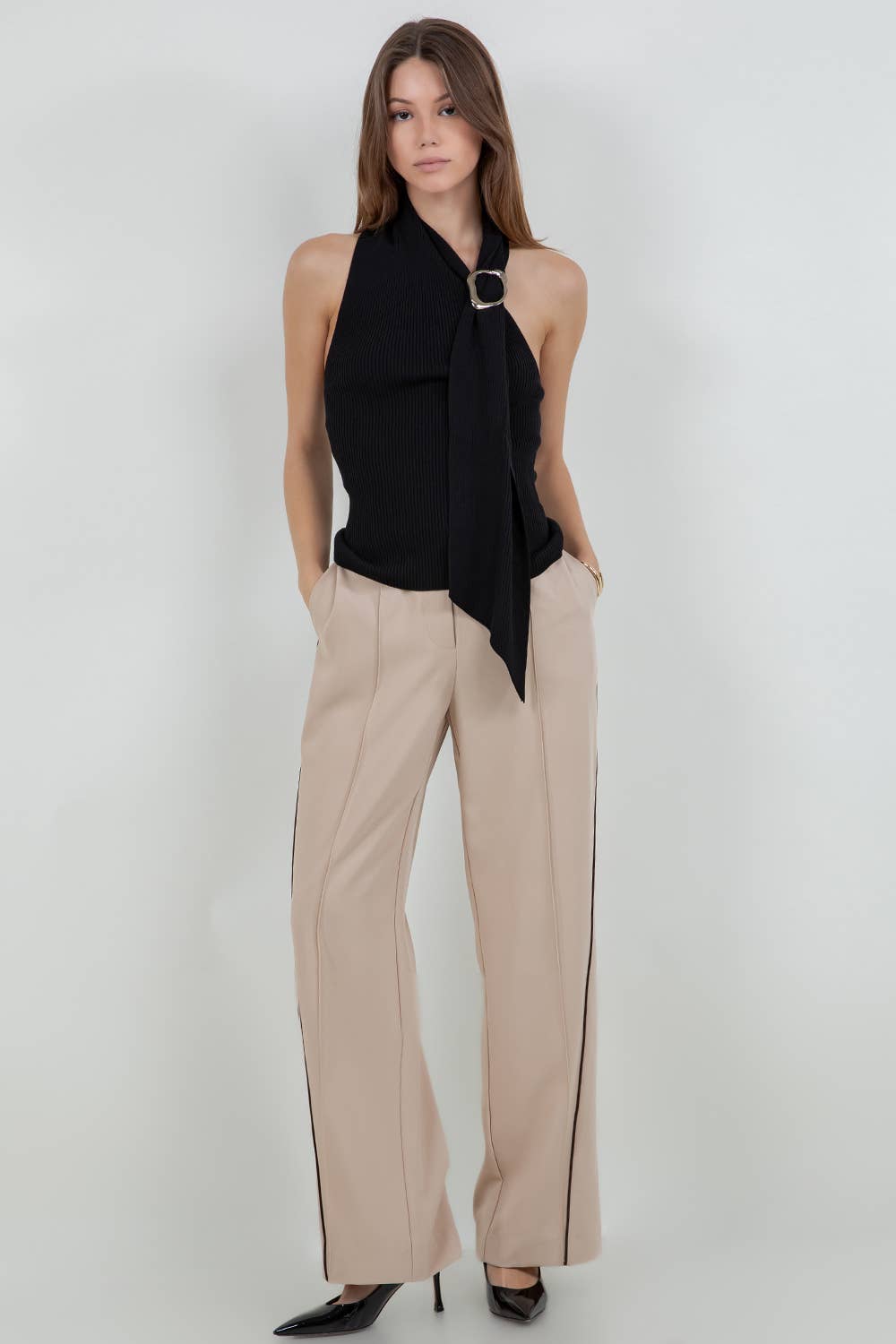 Harmony Knit One Shoulder Scarf Top