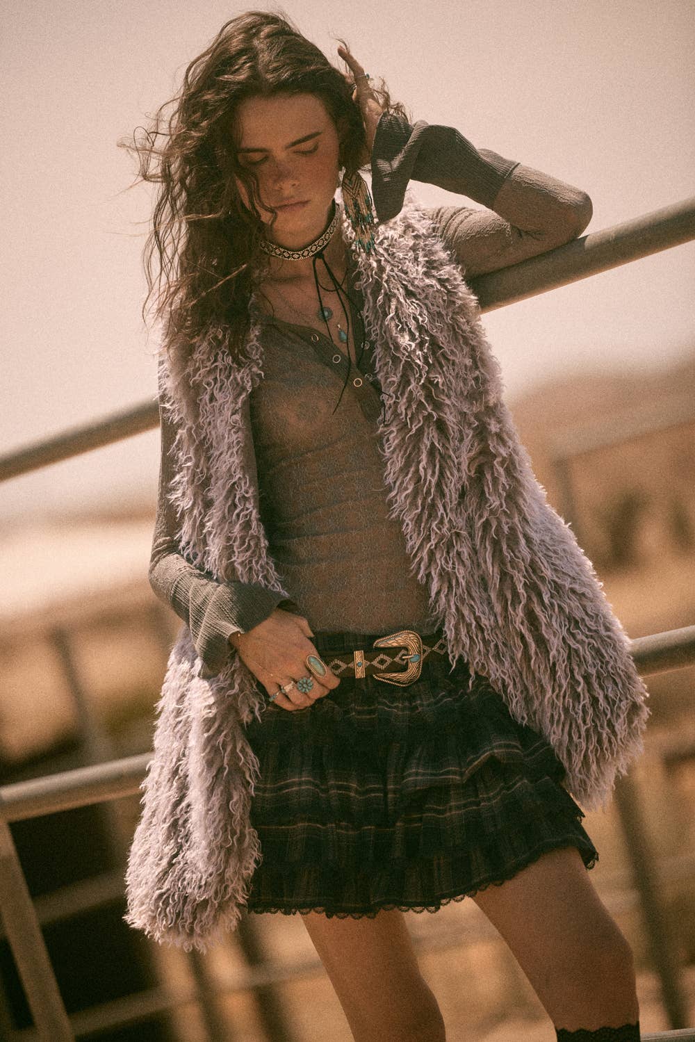 Joanna Plaid Tiered Ruffle Mini Skort