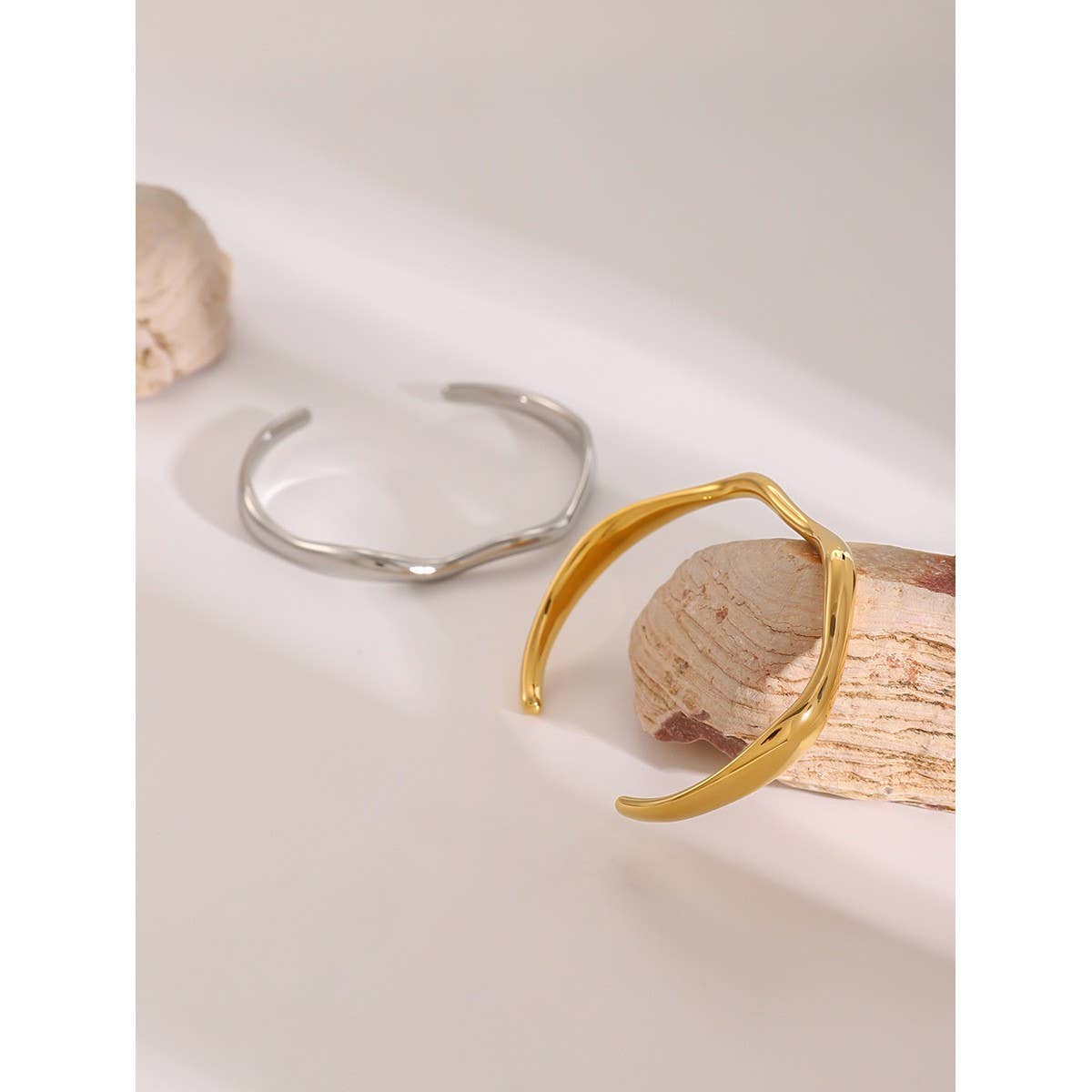 Stainless Steel Wavy Open Cuff