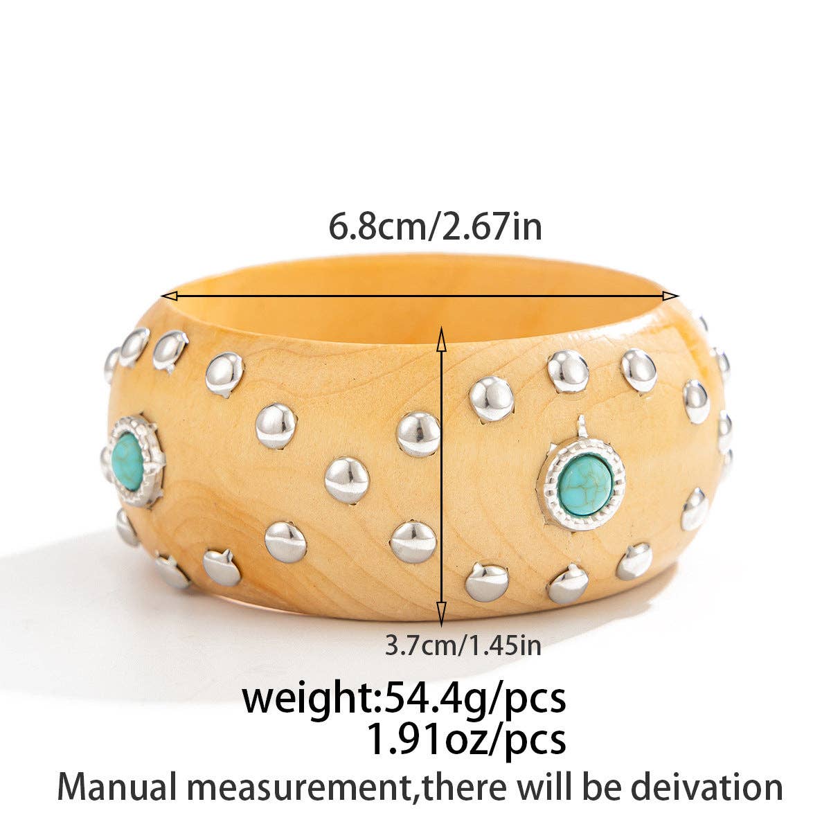 Punk Studded Wooden Chunky Bracelet