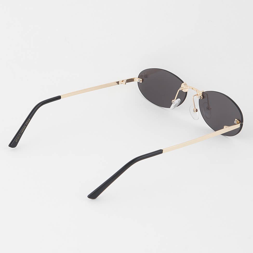 Rimless Bolted Oval Sunglasses
