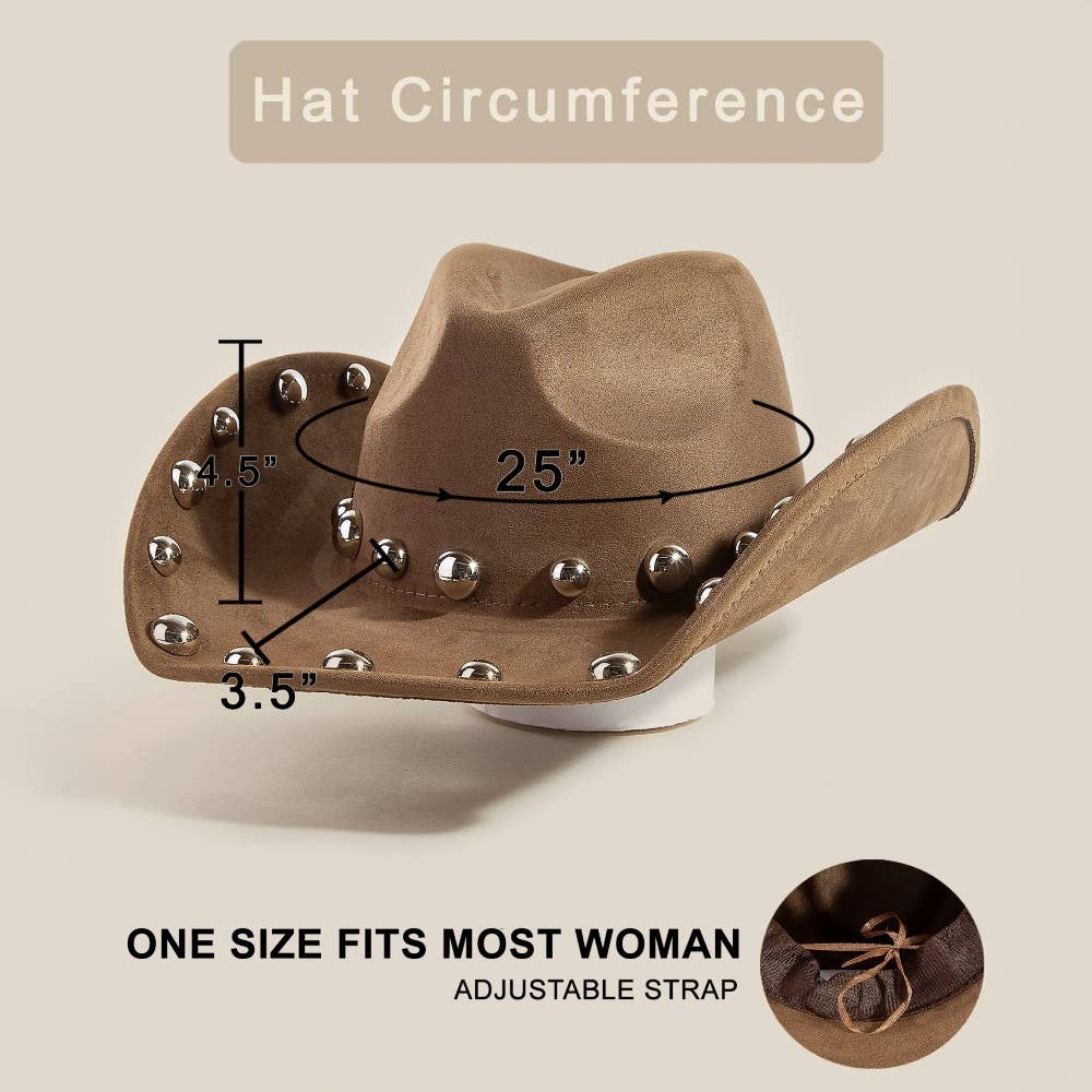 Western Ball Studded Trim Cowboy Hat