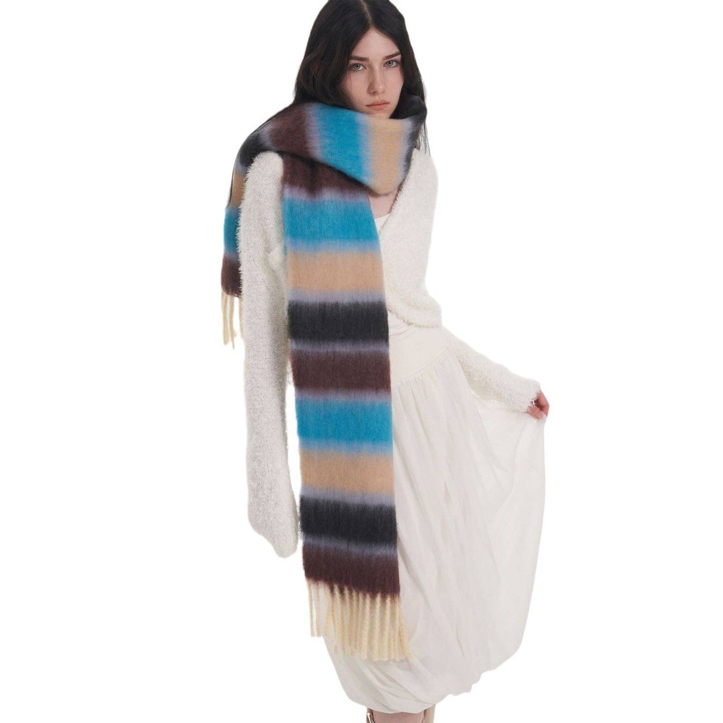 Patchwork Striped Thick Scarf