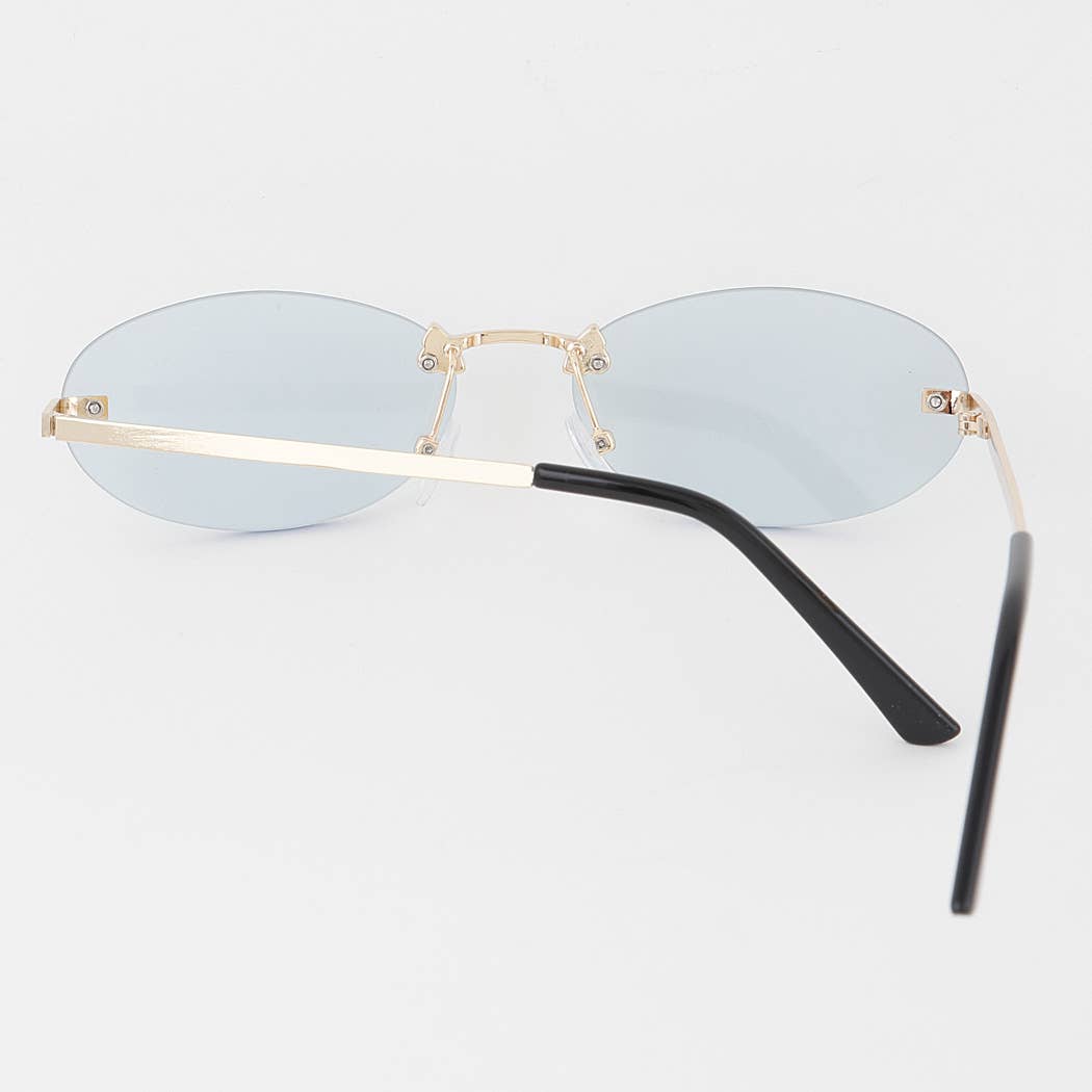 Rimless Bolted Oval Sunglasses