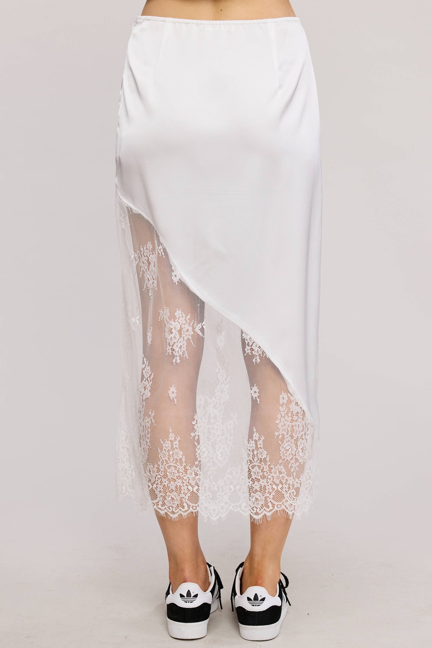 Fatima Asymmetrical Lace Midi Skirt