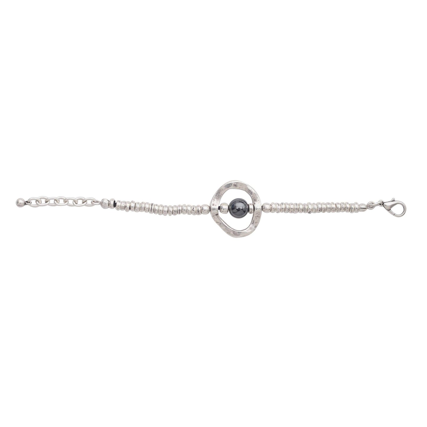 Handmade 925 Silver Plated Pewter Bracelet with Hematite