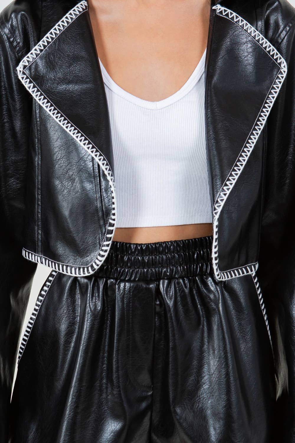 Foster Cropped Vegan Leather Jacket