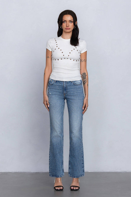 Francesca Ribbed Grommet Top