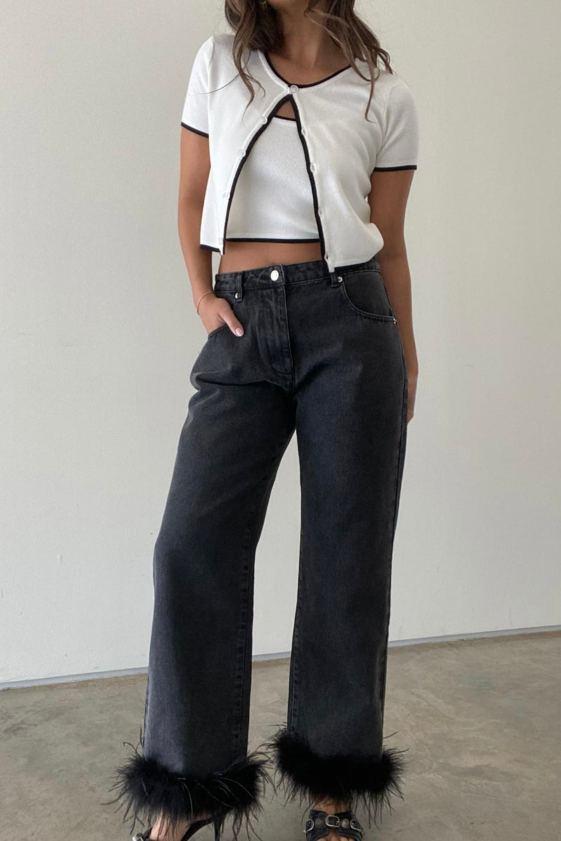 Devin Feather Trim Jeans