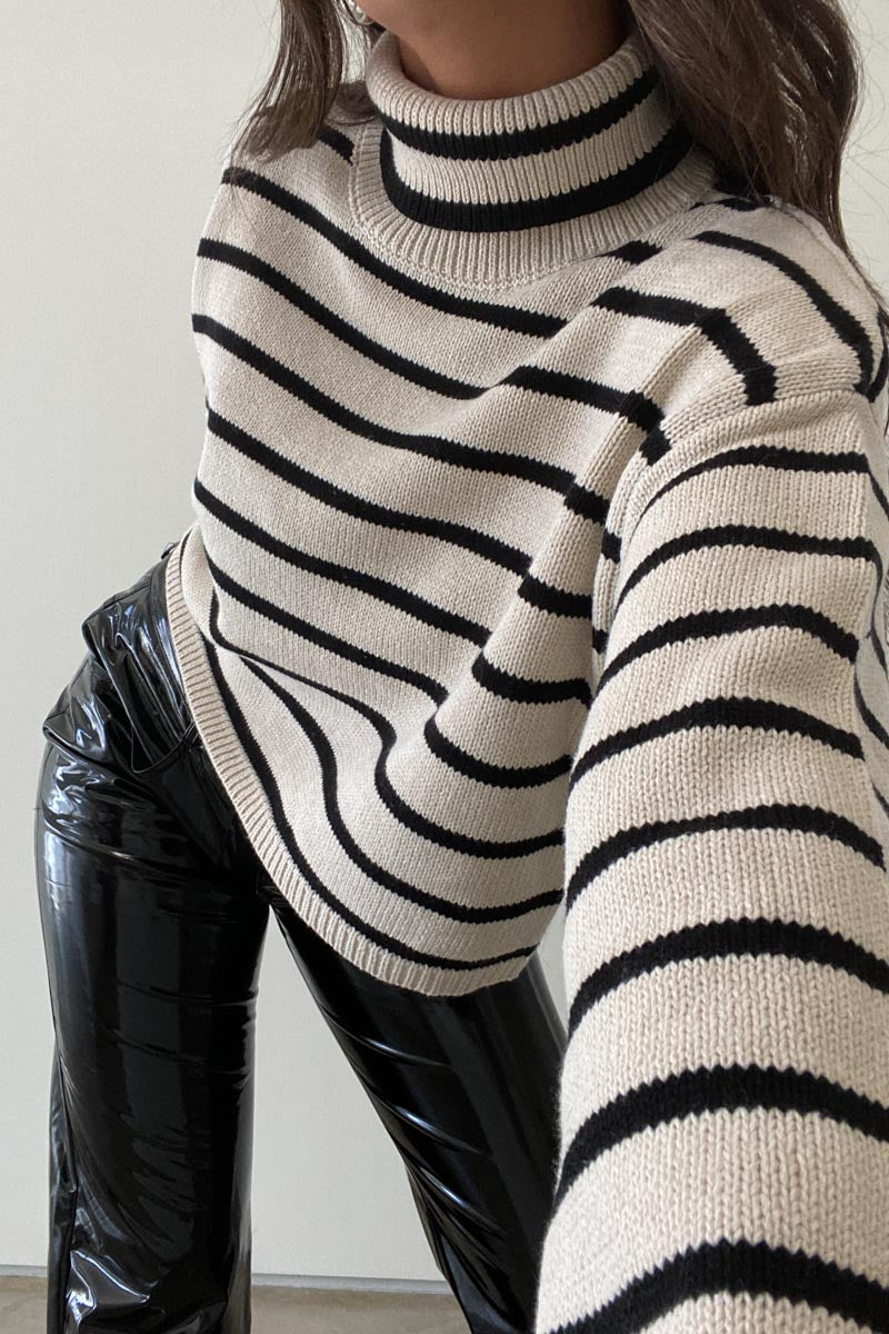 Daphne Stripe Turtleneck Pullover