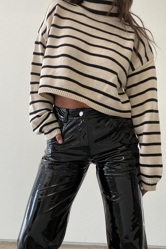 Daphne Stripe Turtleneck Pullover