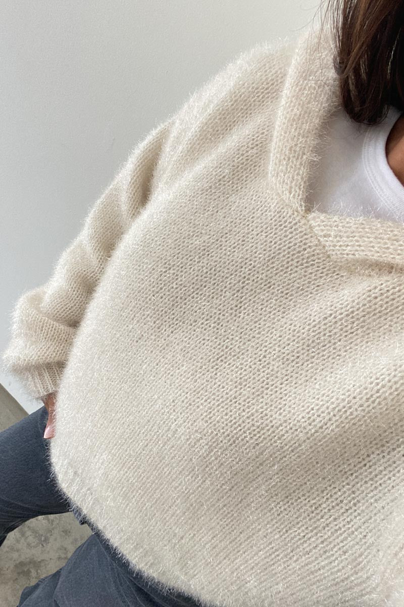 Dori Metallic Knit Crop Hoodie