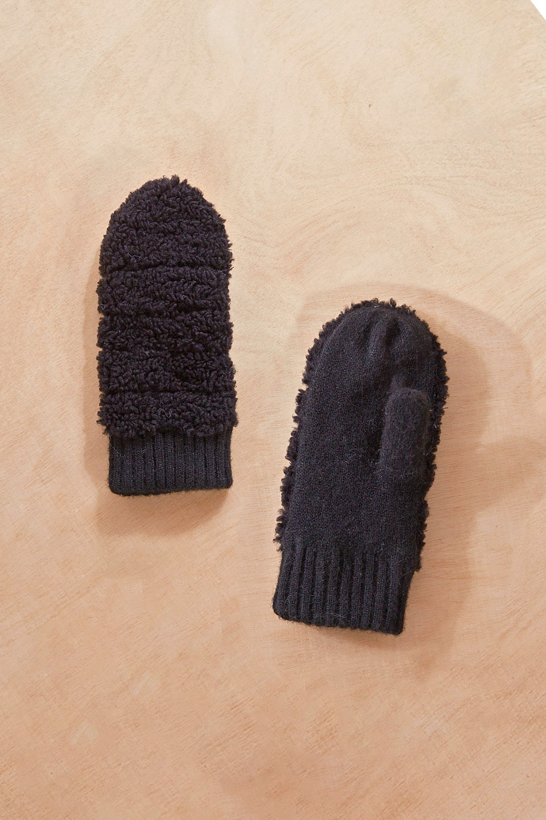 Look By M Knit Cuff Sherpa Mittens