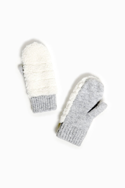 Look By M Knit Cuff Sherpa Mittens