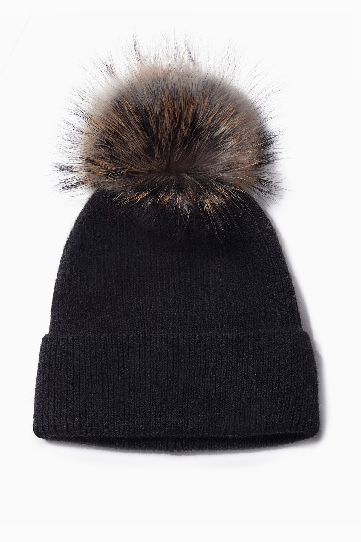 Look By M Basic Ribbed Knit Pom Pom Beanie