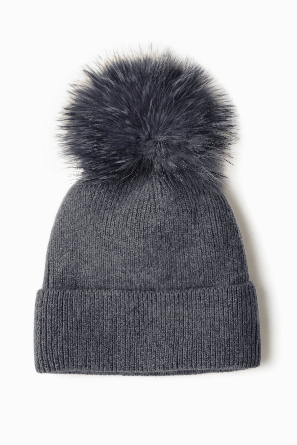Look By M Basic Ribbed Knit Pom Pom Beanie