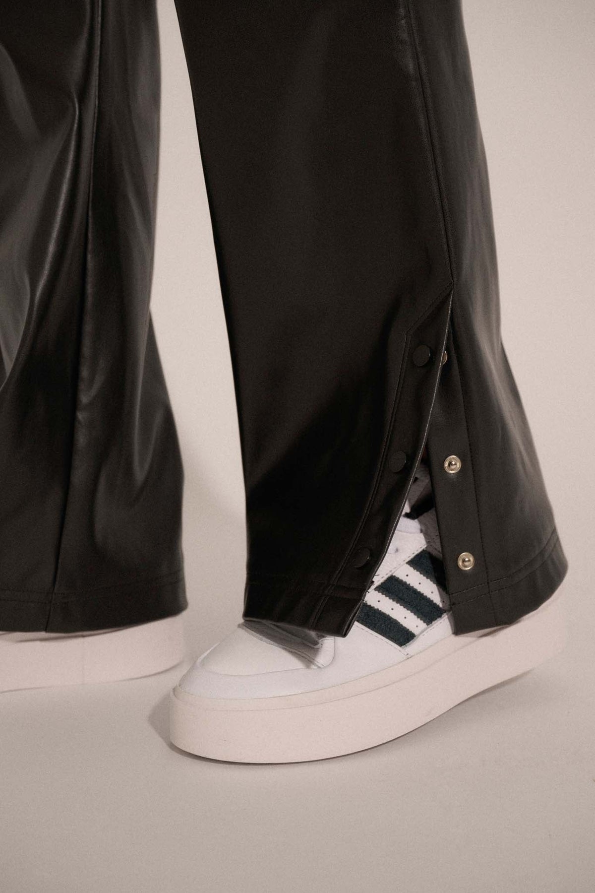 Dahlia Vegan Leather Snap-Cuff Pants