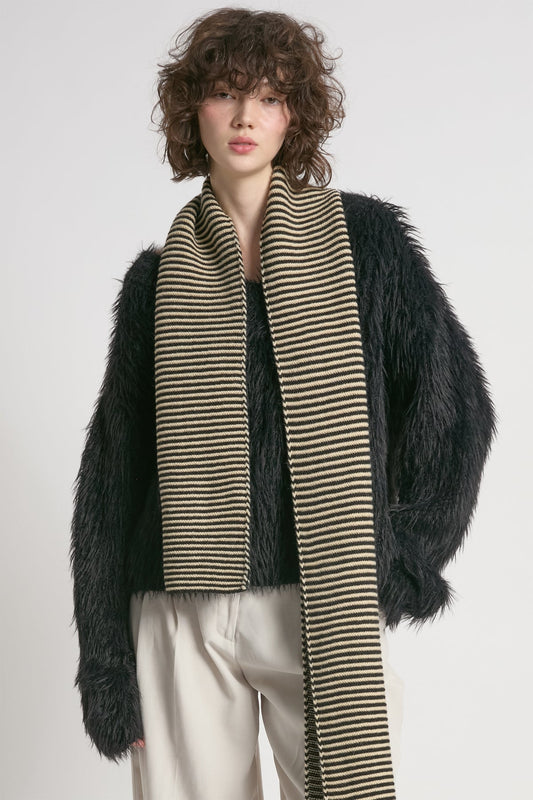Look By M Striped Stitch Scarf