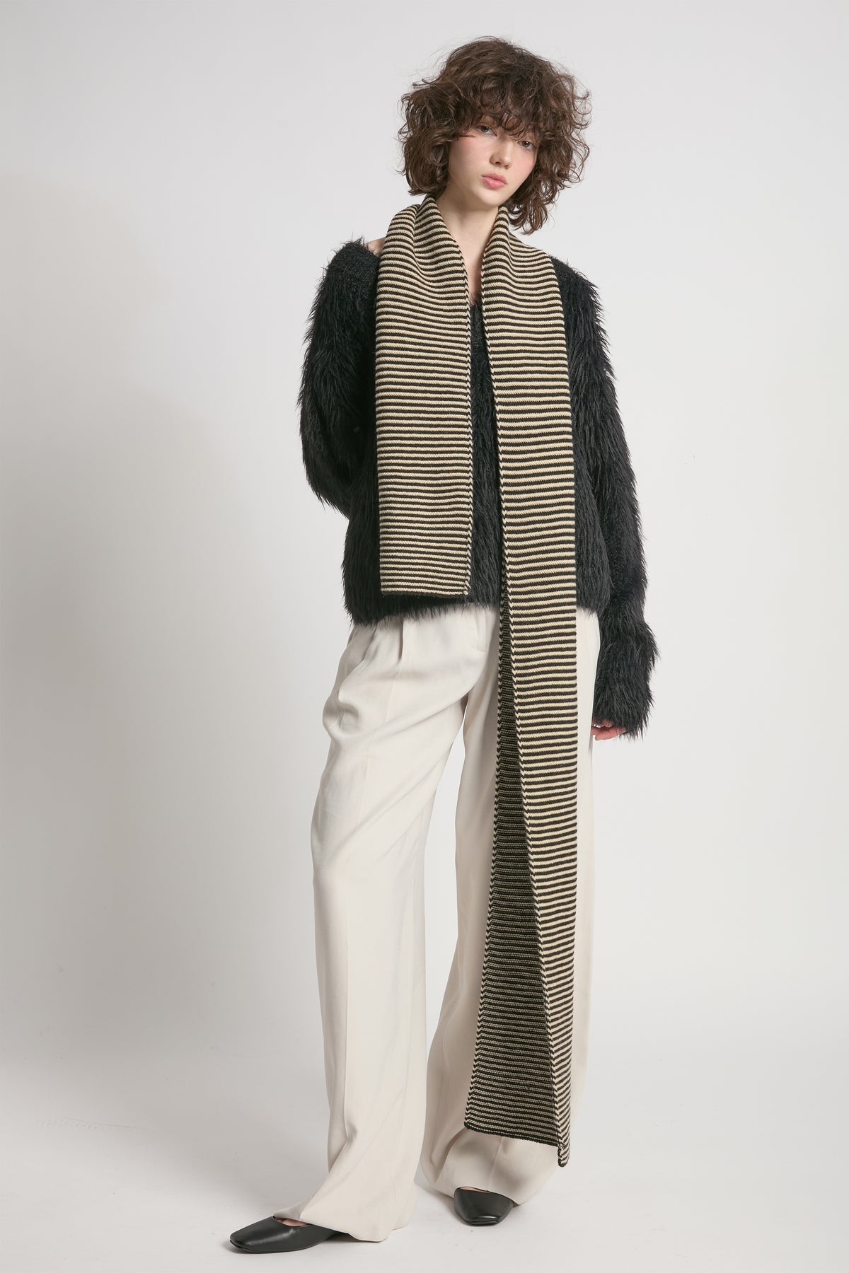 Look By M Striped Stitch Scarf