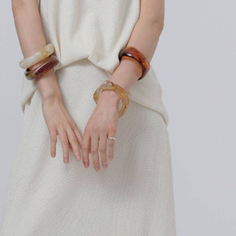 Irregular Acetate Wide Bangle Bracelet