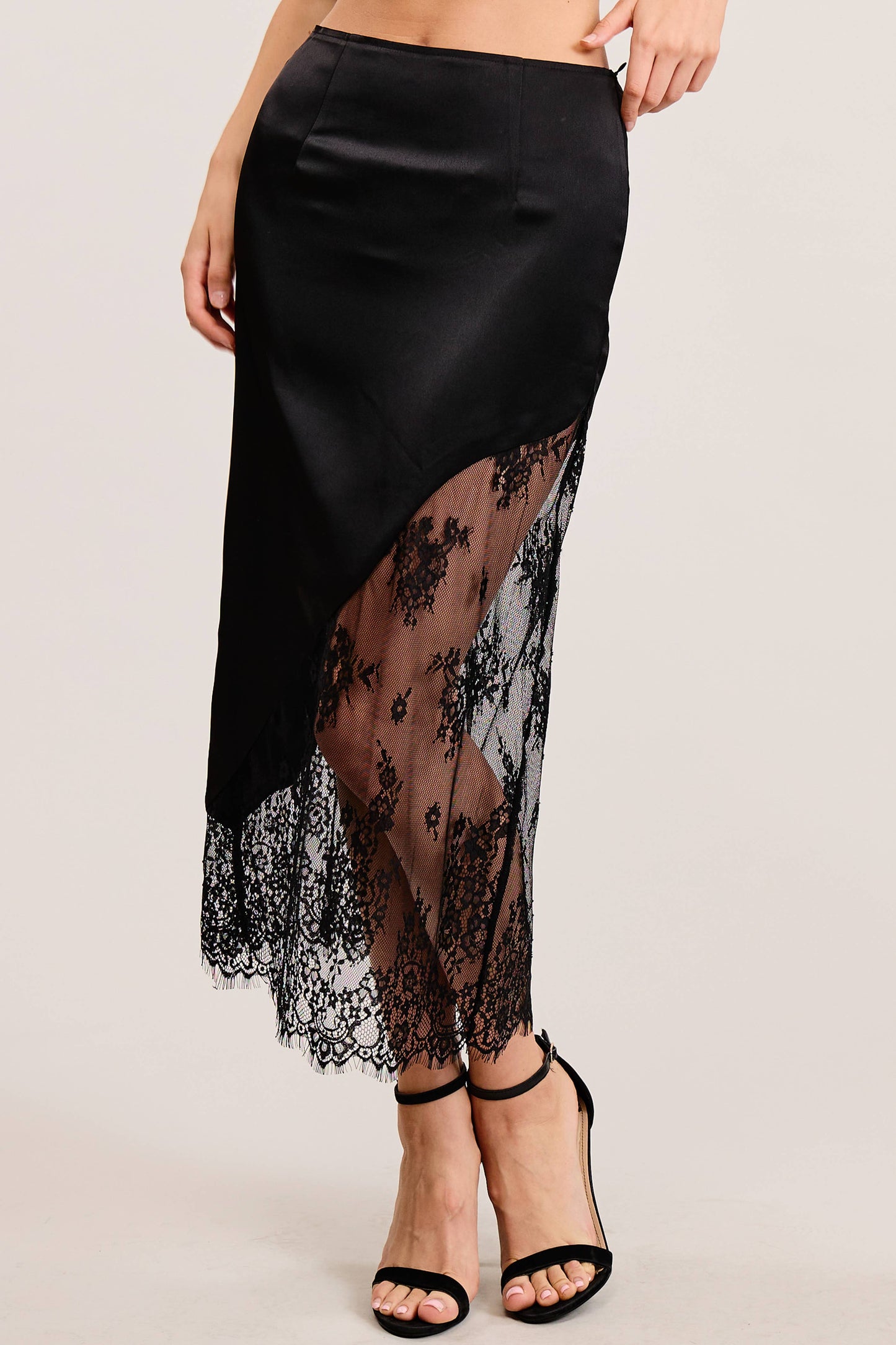 Fatima Asymmetrical Lace Midi Skirt