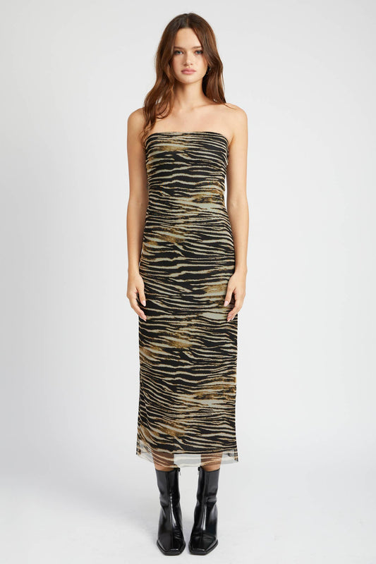 Finley Strapless Zebra Maxi Dress
