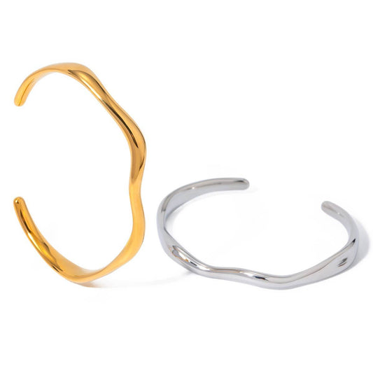 Stainless Steel Wavy Open Cuff