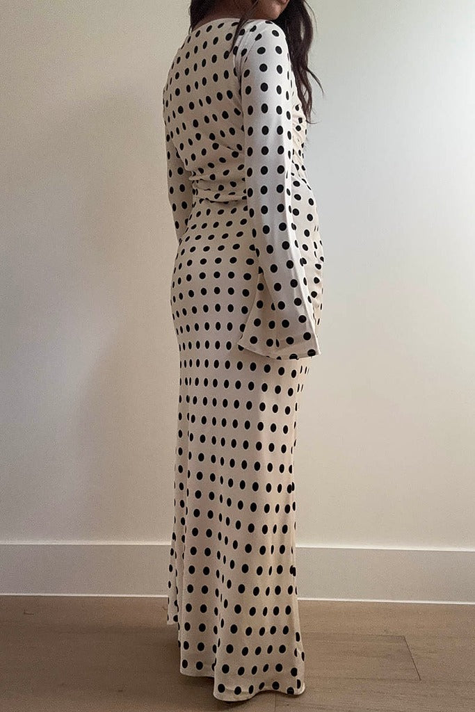 Fiera Polka Dot Long Sleeve Maxi Dress