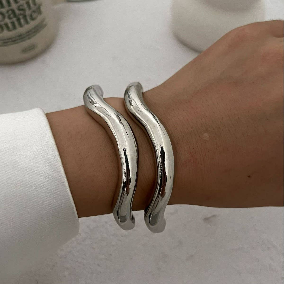 Alloy Wavy Open Cuff