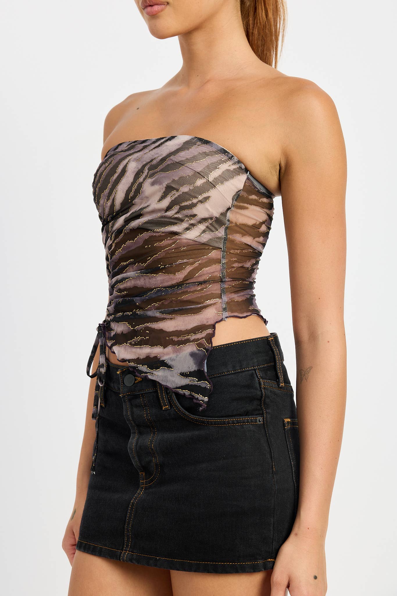 Filipa Ruched Zebra Tube Top