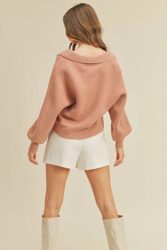 Billie Rib Knit Collared Sweater