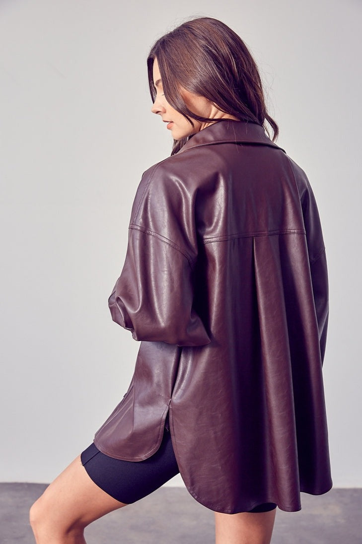 Bridget Vegan Leather Button-Up