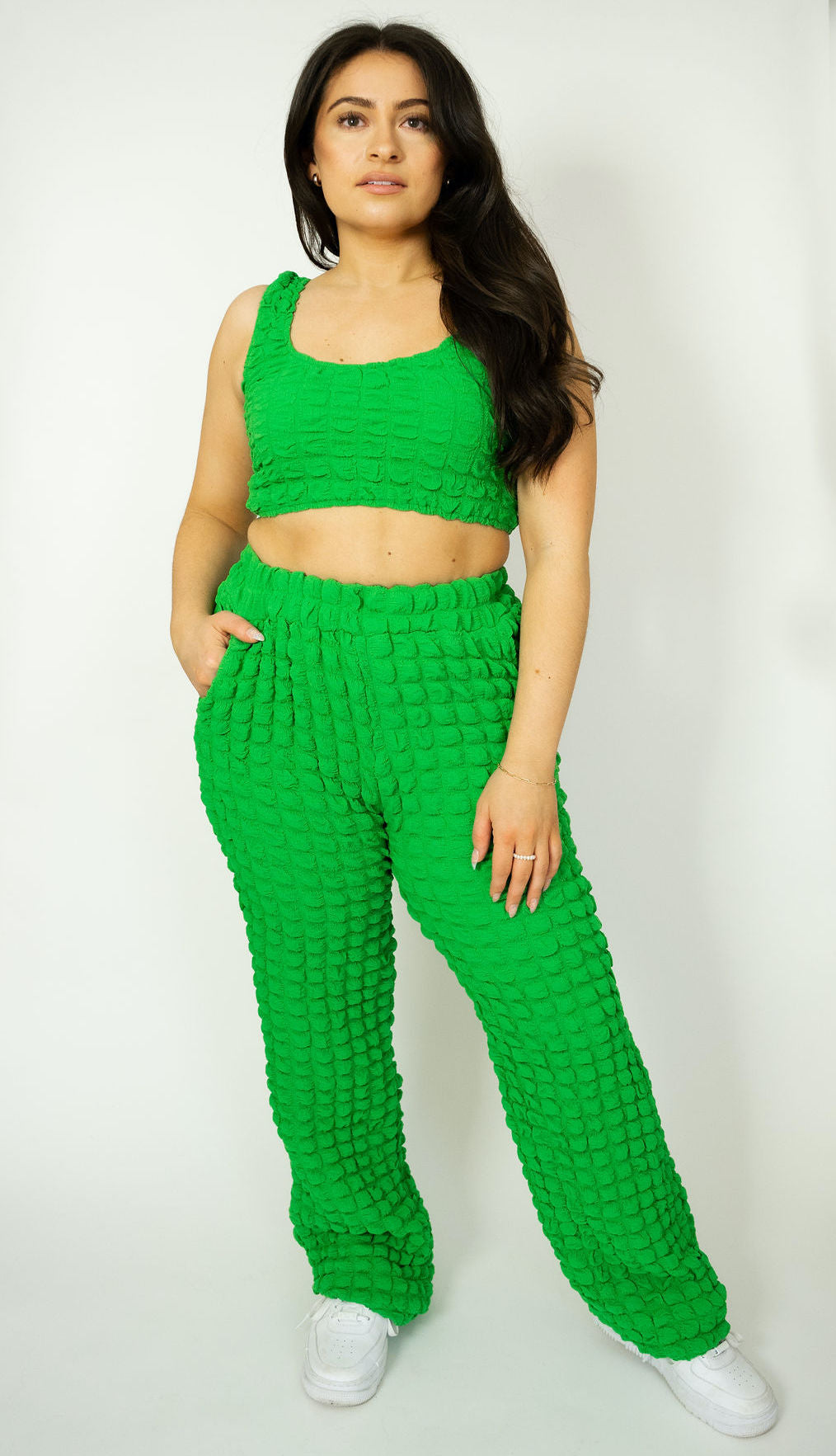 Clover Bubble Knit Cropped Set