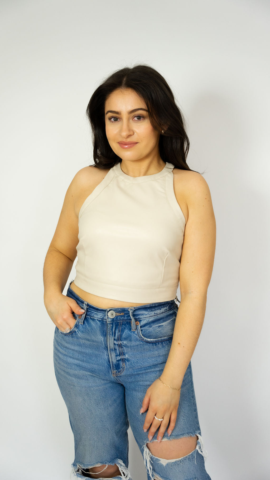 Camila Vegan Halter Crop Top