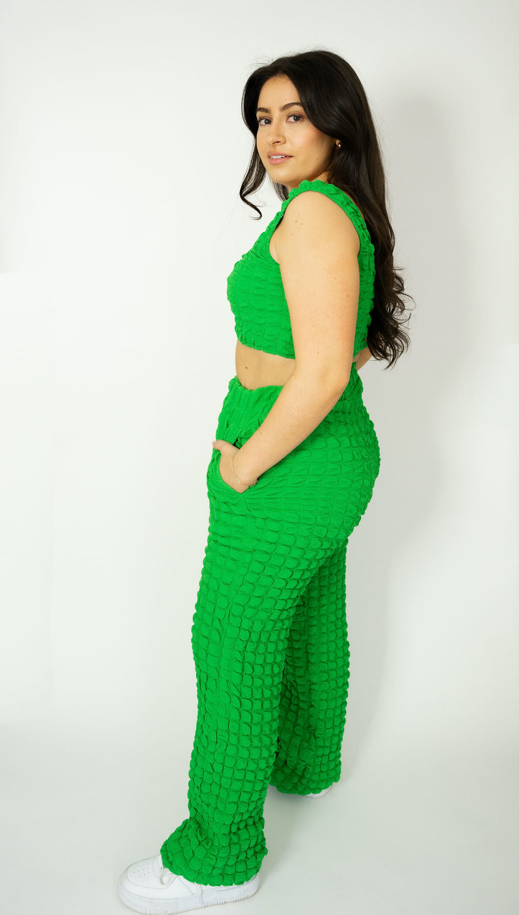 Clover Bubble Knit Cropped Set