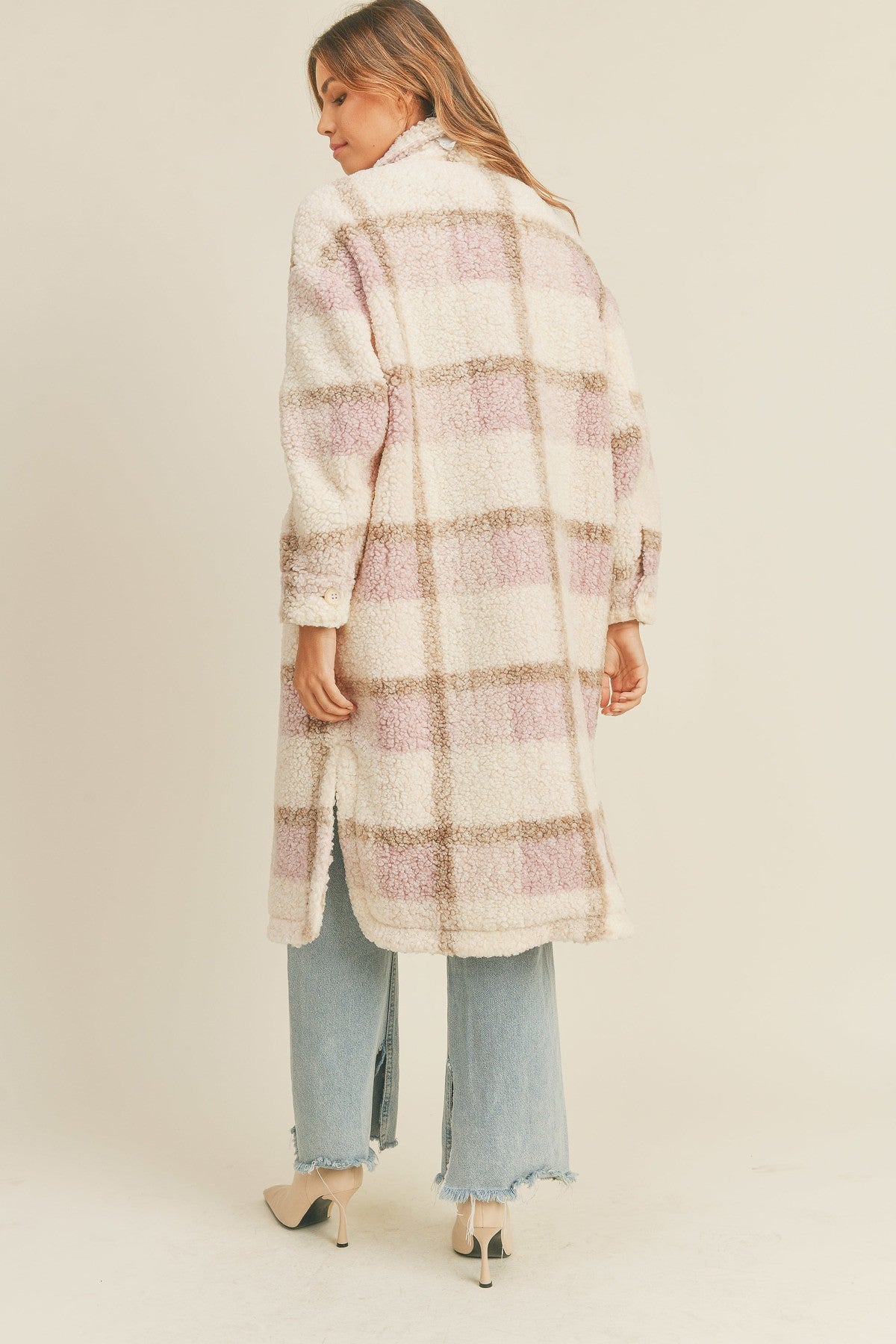 Briar Sherpa Midi Plaid Jacket