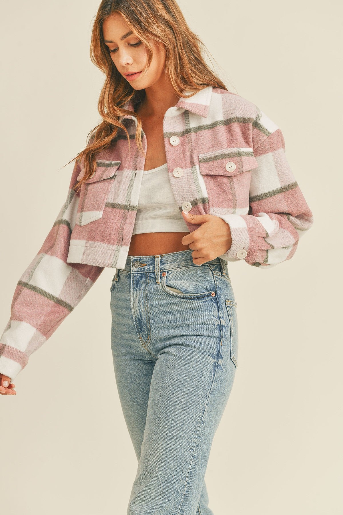 Bambi Cropped Flannel Plaid Shacket