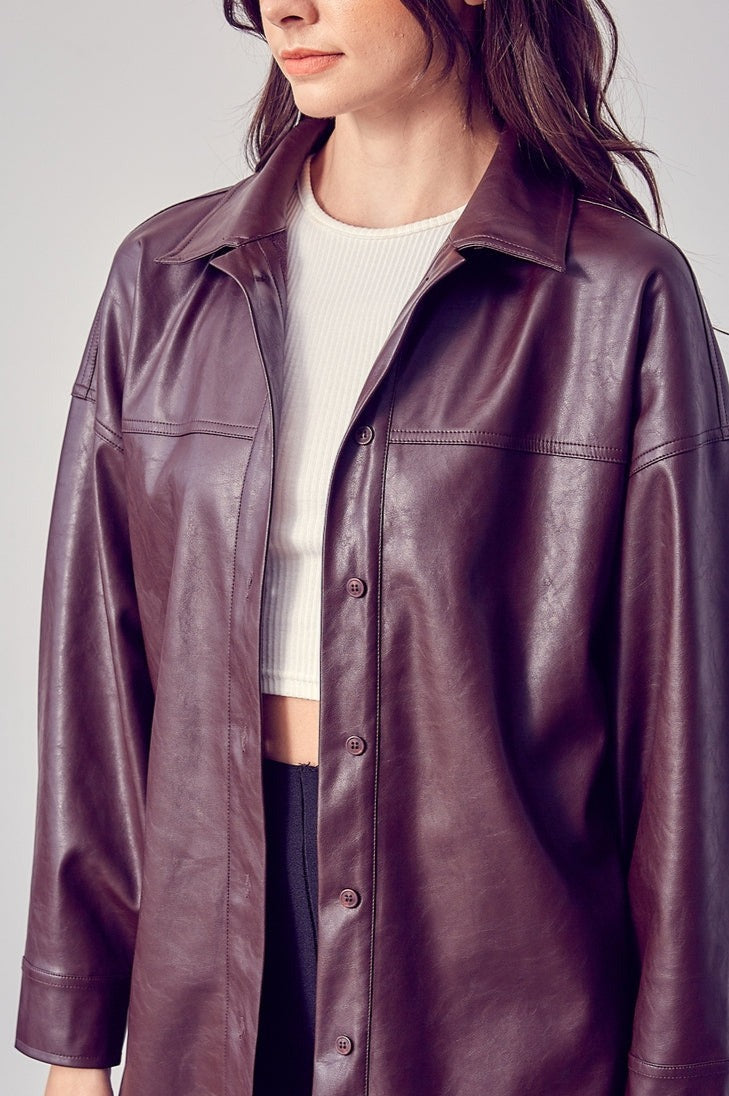Bridget Vegan Leather Button-Up