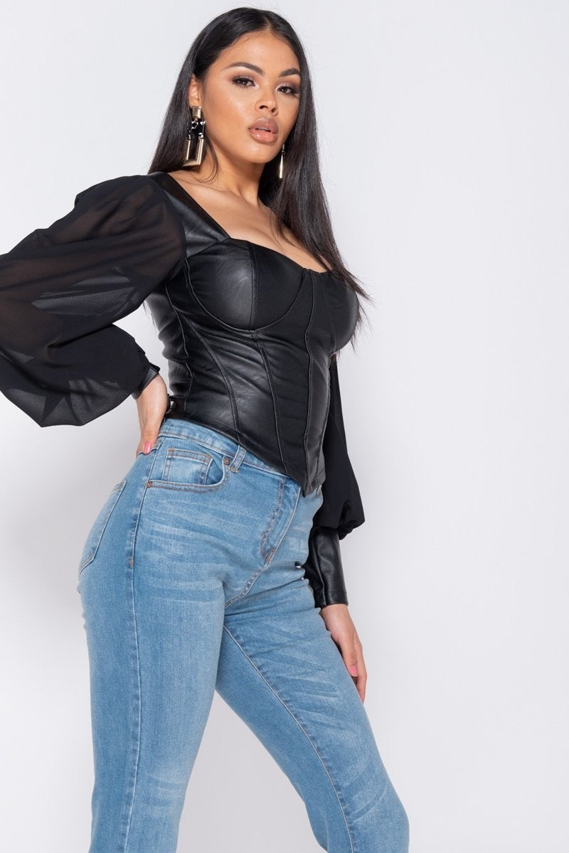 Audrina Corset Long Sleeve Top