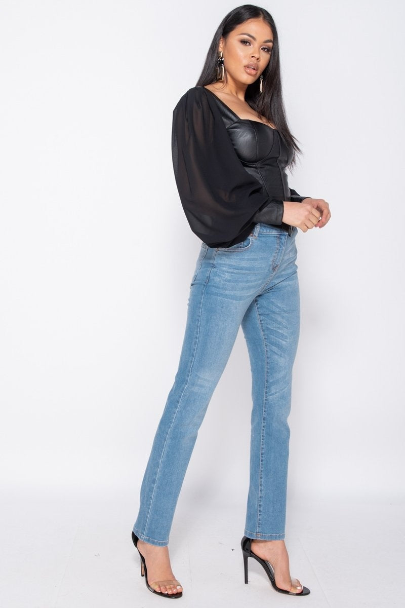 Audrina Corset Long Sleeve Top