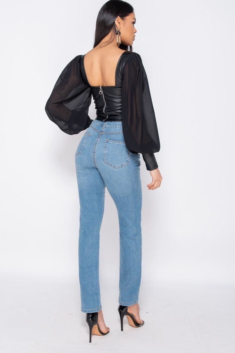 Audrina Corset Long Sleeve Top