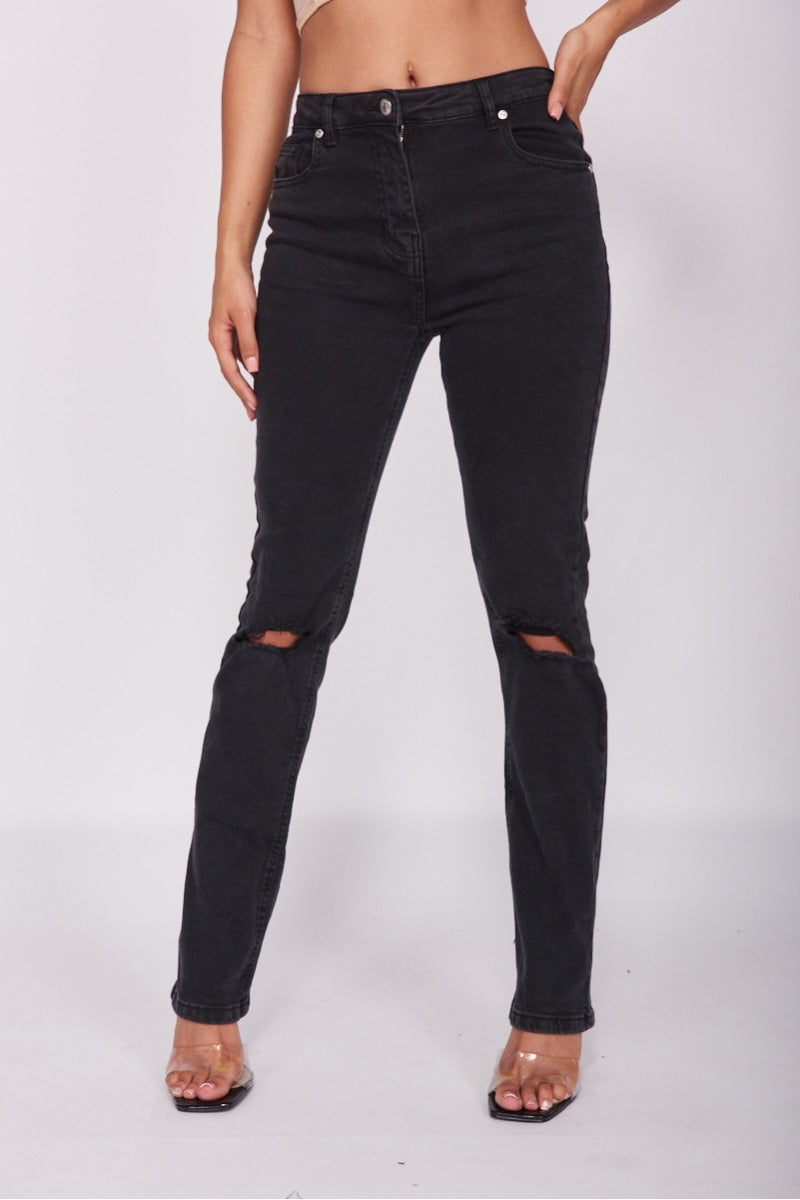 Andrea Distressed Straight Leg Jeans