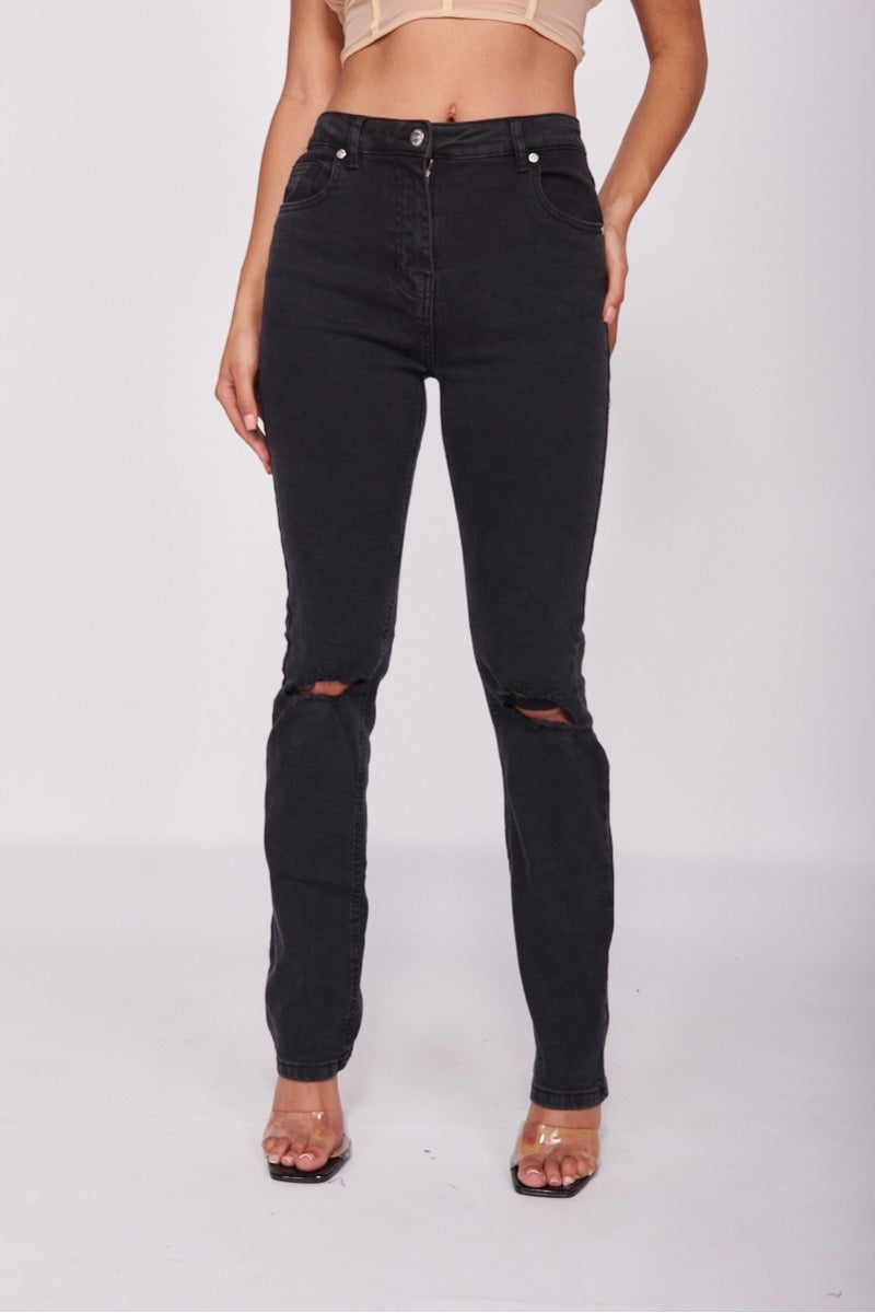 Andrea Distressed Straight Leg Jeans