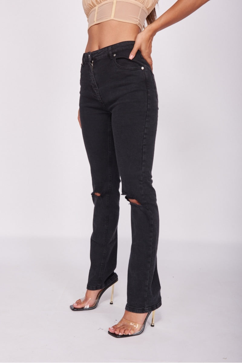 Andrea Distressed Straight Leg Jeans