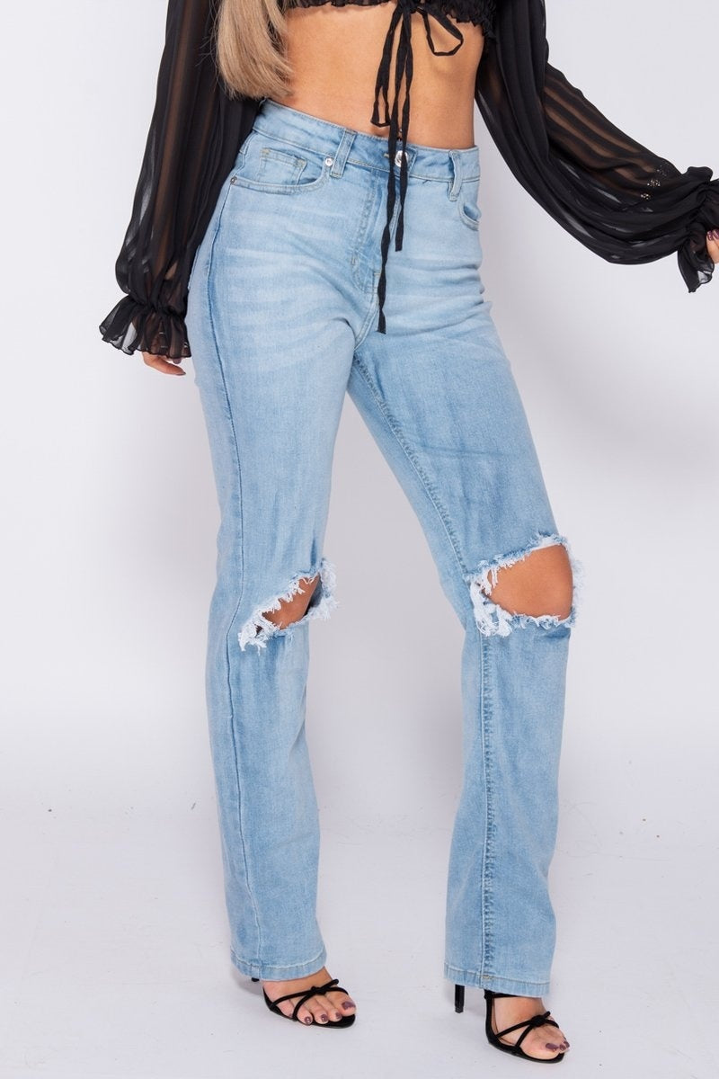 Andrea Distressed Straight Leg Jeans