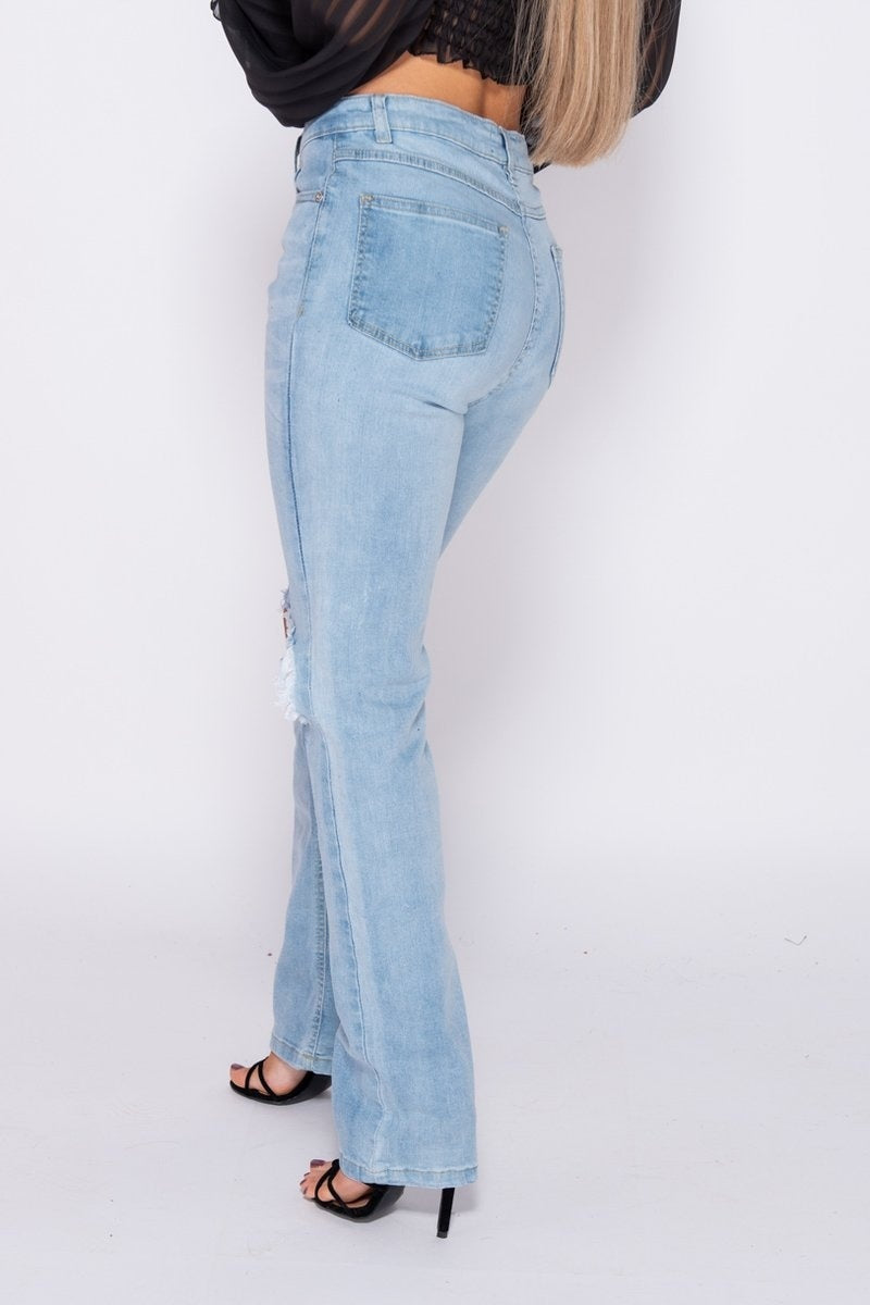 Andrea Distressed Straight Leg Jeans