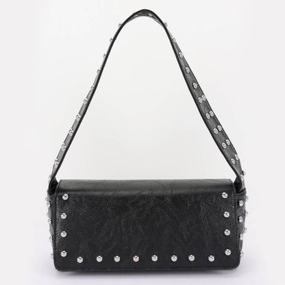 Vegan Leather Metal Studded Shoulder Bag
