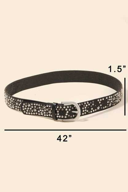 Metallic Stars And Stud Vegan Leather Belt