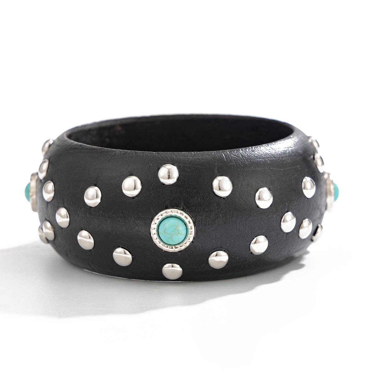 Punk Studded Wooden Chunky Bracelet